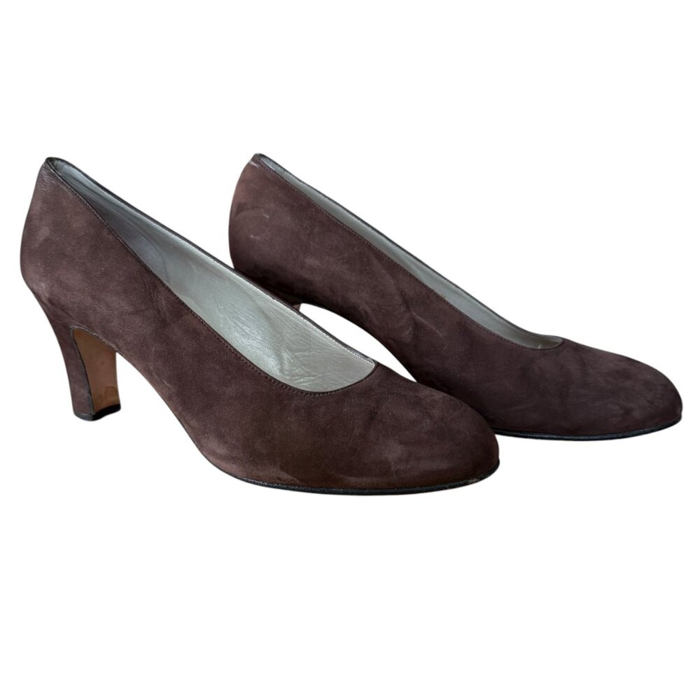 Delman brown 6 1/2M suede pumps 2.75" heel woman's shoes